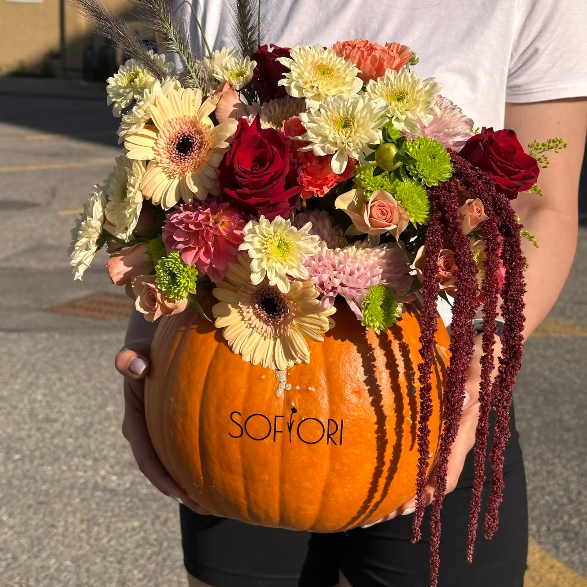 Burgundy Floral Pumpkin